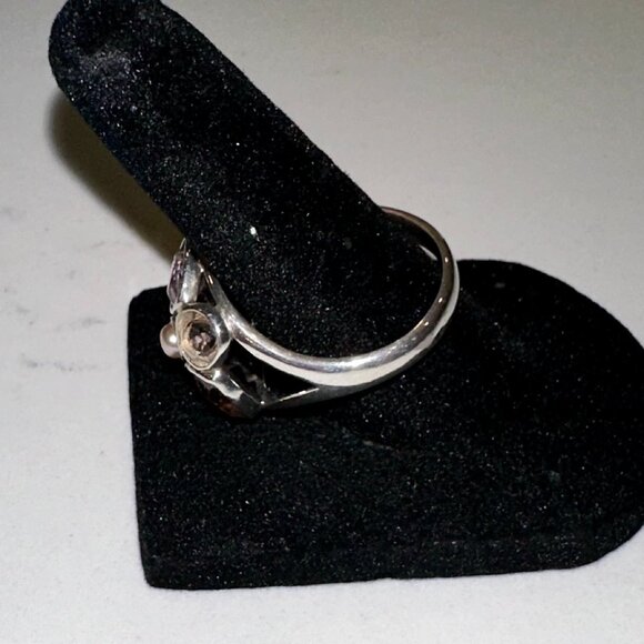 RETIRED Silpada Sweet Embrace Ring-925 Stamped-Faceted Glass & Pearls - Size 10 - Picture 8 of 9